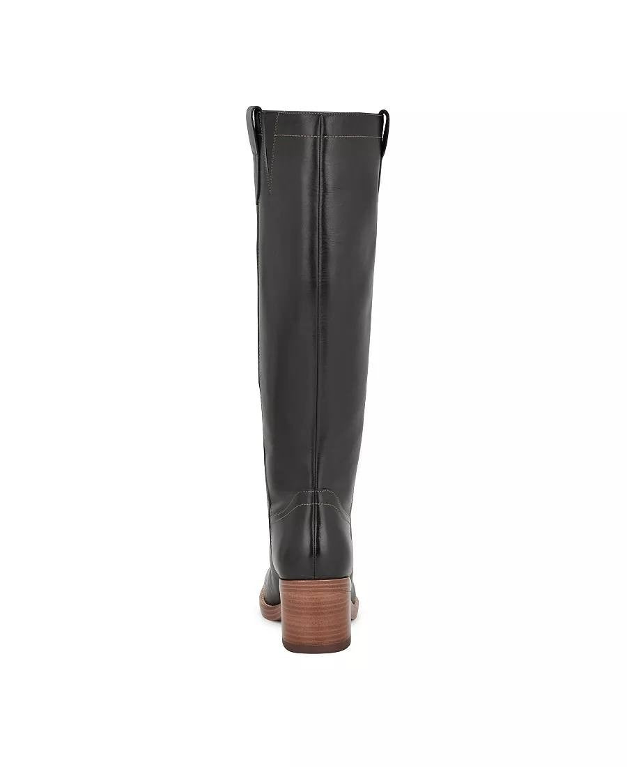 Nine West Hecee Boots 8.5M Black Leather Tall Round Toe Block Heel NIB msrp$269