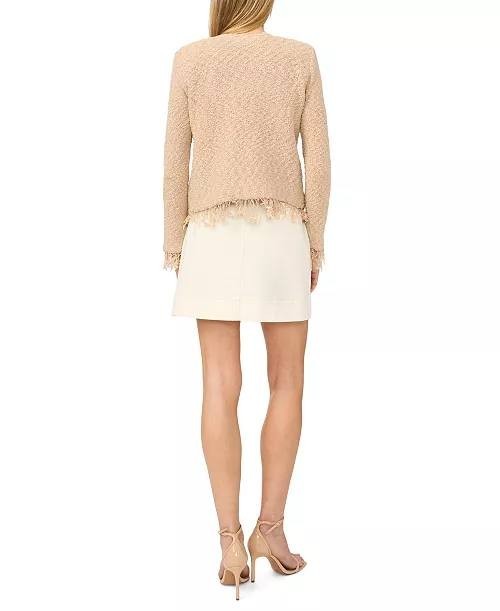 Vince Camuto Fringe Cropped Pull‑On Jacket Camel S NWT $149