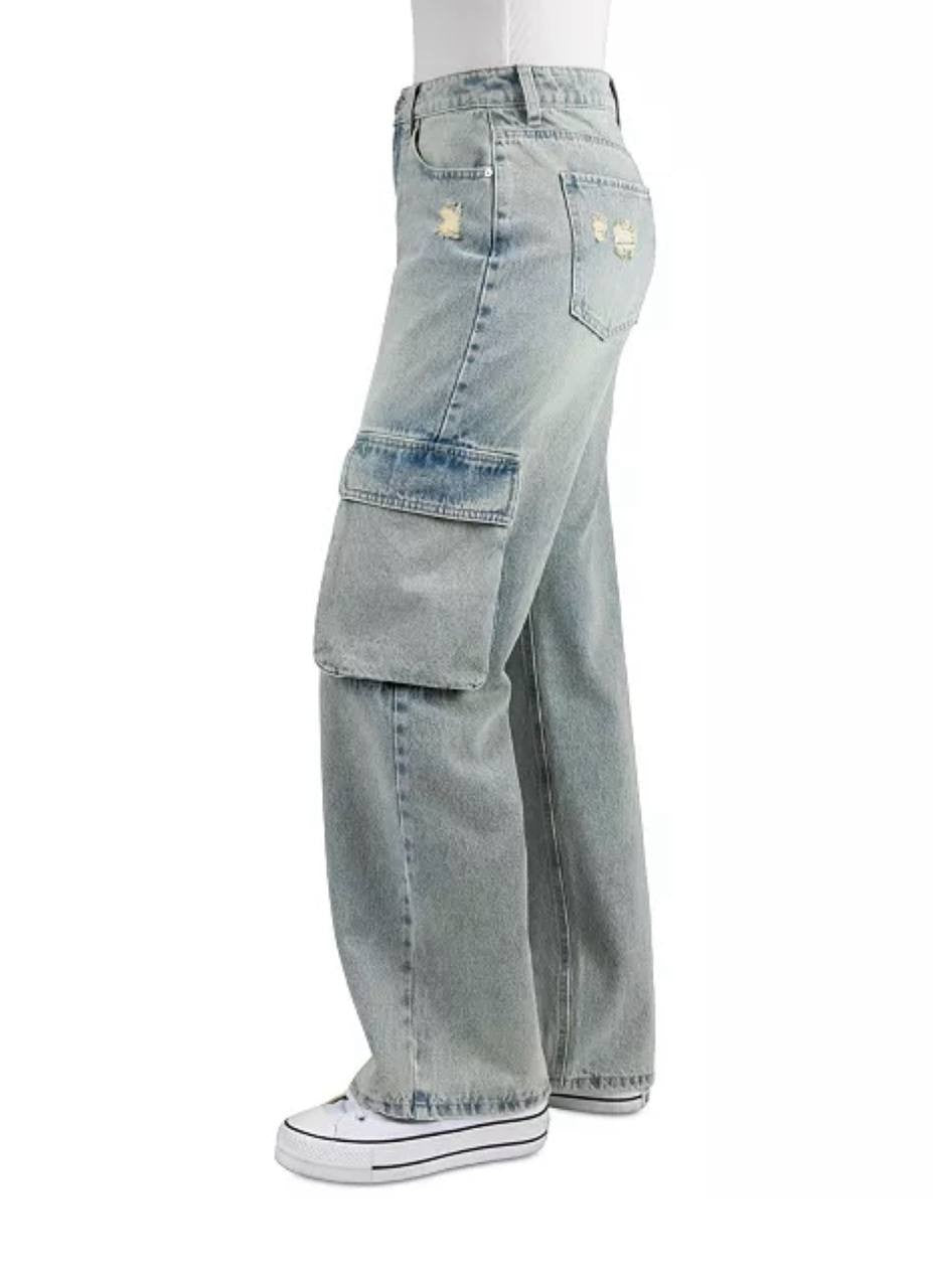 Indigo Rein High-Rise Curvy Cargo Skater Jeans - Juniors 11, Blue Denim