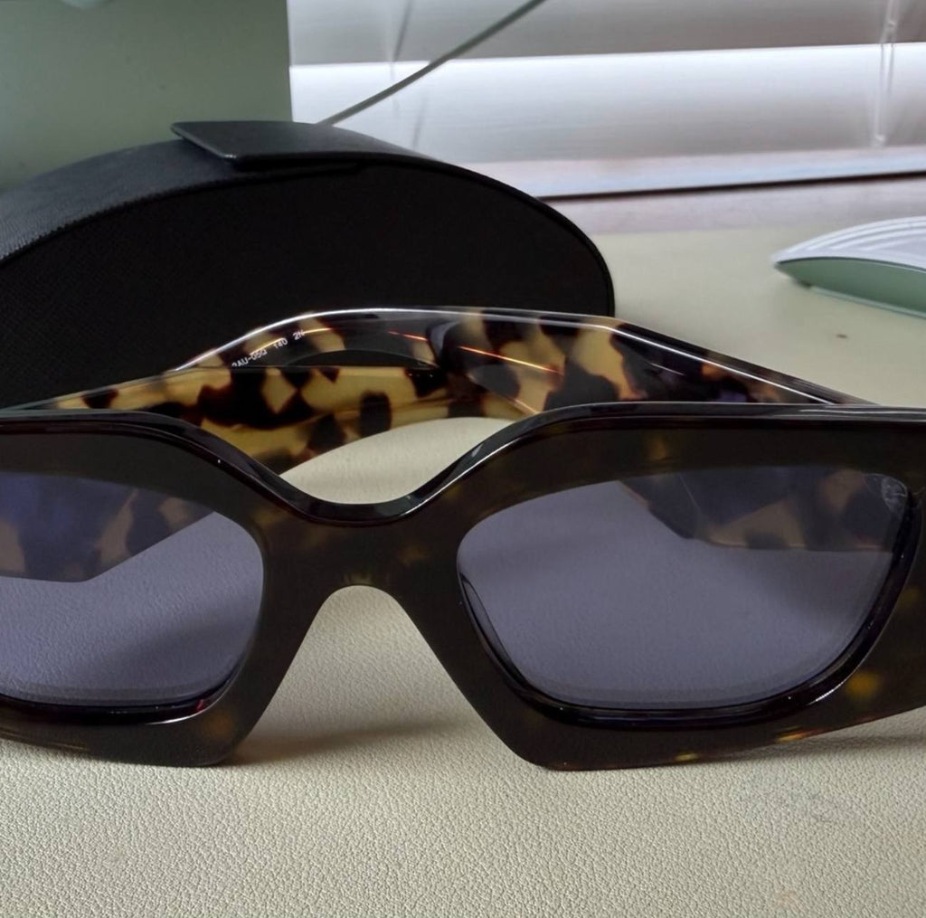 Prada SPR 15Y‑F Tortoise Blue Lens Sunglasses 52mm 2AU‑05Q Italy $375 NWB