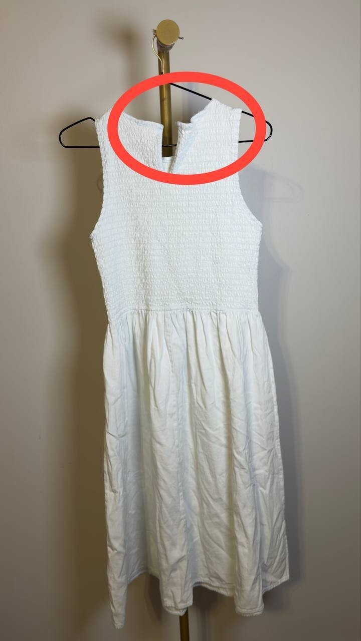 And  Now  This  Petite  Chambray  Smocked  Dress  Bleach  Denim  PM  NWT  $69.50