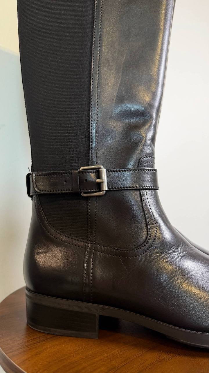 Sam Edelman Perin Boots 9M Black Leather Tall Round Toe Zip New In Box msrp$225