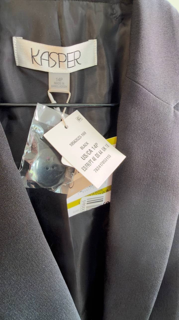 Kasper Women’s Stretch Crepe One Button Blazer Black 14P NWT $99