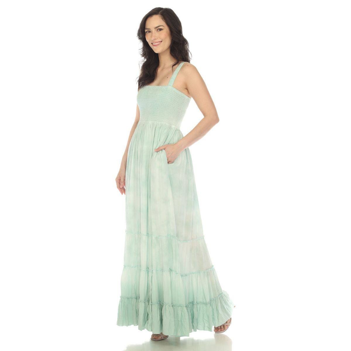 White Mark Square Neck Sleeveless Maxi Sundress Green M NWT $84