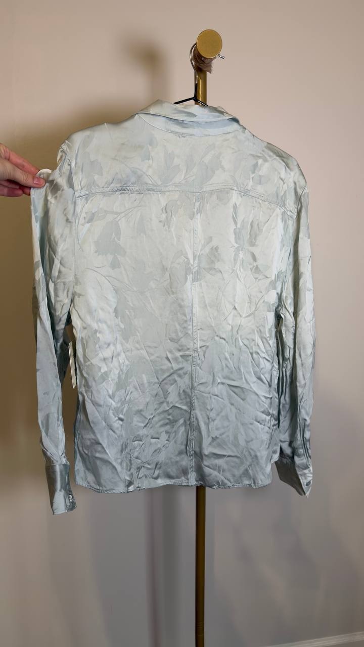 Calvin Klein Women’s Viscose Jacquard Slim Shirt Pale Meadow Floral XL NWT  $149