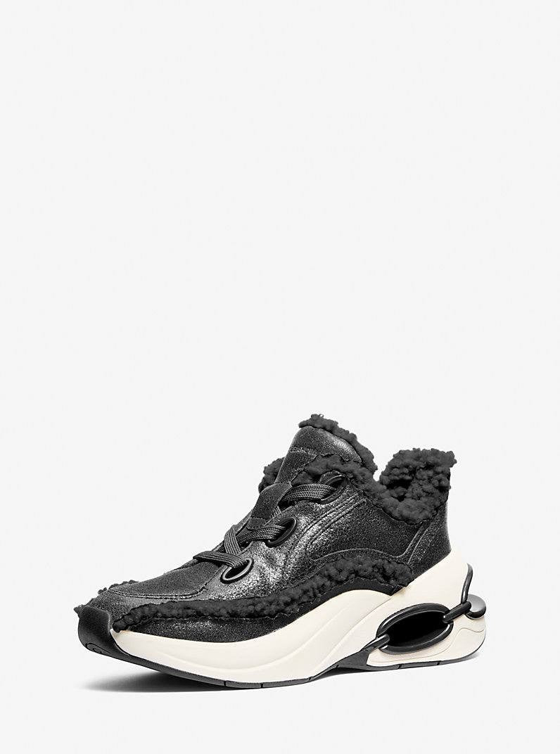 Michael Kors Toni Women’s Leather Sherpa Trainer Black 8.5M $298 NWB