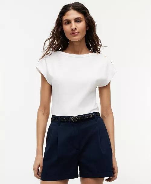 Tommy Hilfiger Women’s Cap‑Sleeve Boat Neck T‑Shirt White XL NWT $49.50