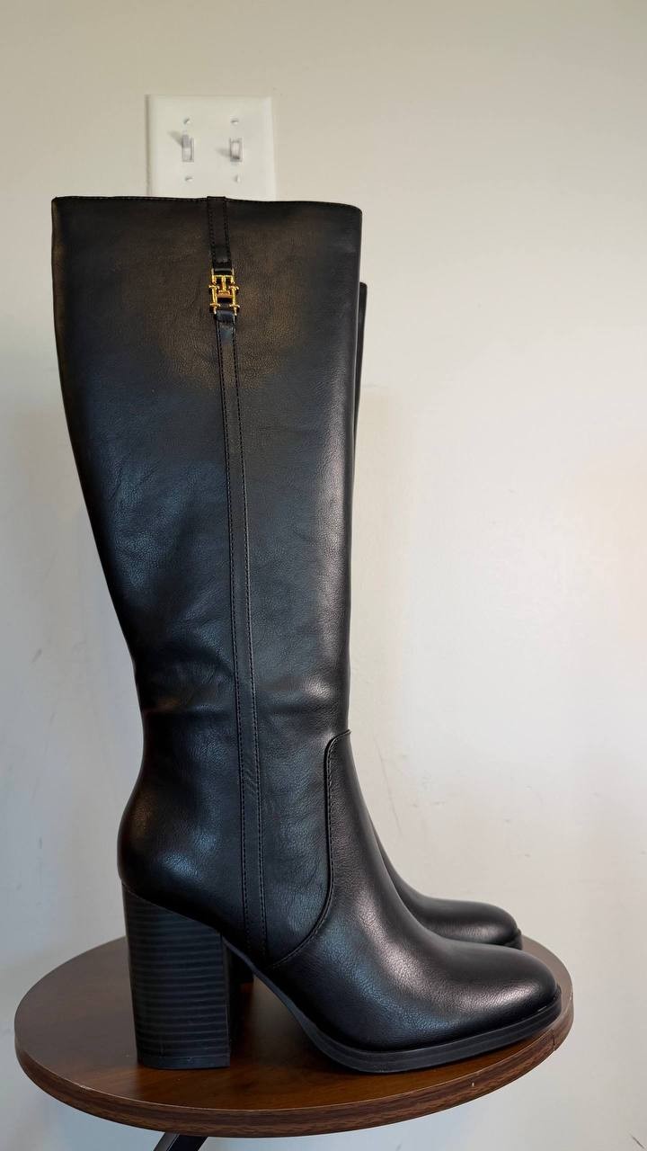Tommy Hilfiger Ursy Women’s Knee High Dress Boots Black 8.5M Man‑Made $158.99NWB