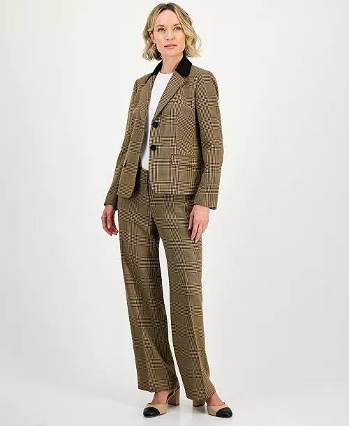 Kasper Plaid Two‑Button Notch‑Collar Jacket Pink Perfection Multi 8P NWT $139