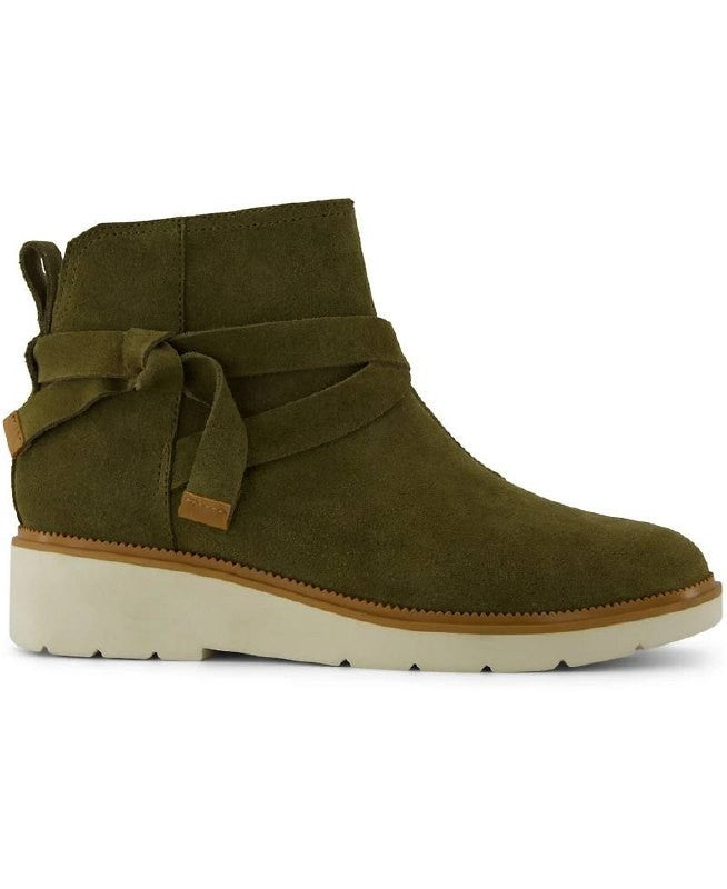 Toms Marlow Wedge Boots 6.5 Military Olive Suede Water‑Repellent NIB msrp$95