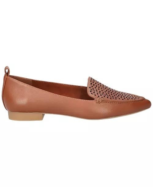 Bella Vita Alessi Perf Pointed Toe Flats Dark Tan Leather Women’s 8W NWB $110