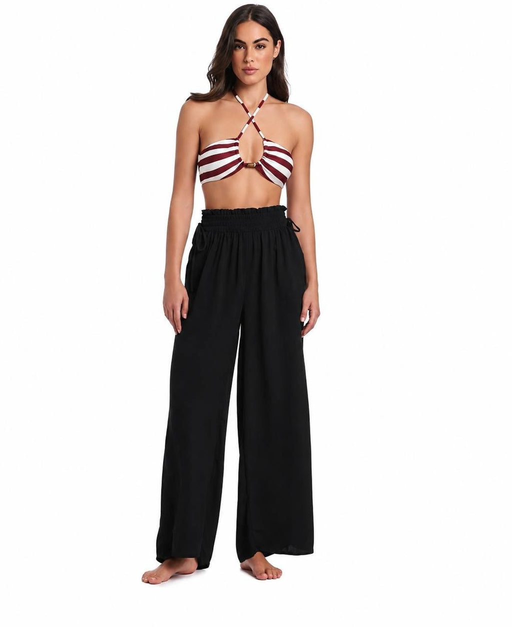 Red Carter Hammered Wide Leg Cover-Up Pants Black XL NWT $82