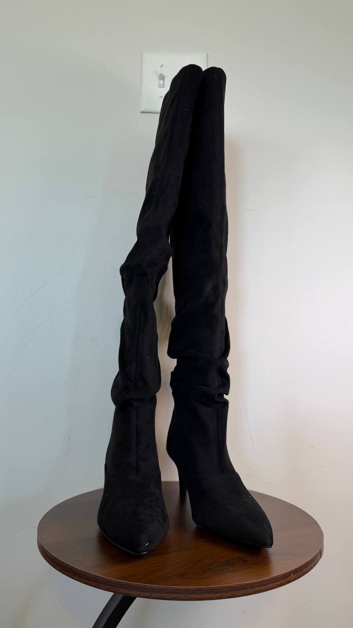 Madden Girl Stassi Over‑the‑Knee Boots Black 8 Fabric Stretch $— NWB
