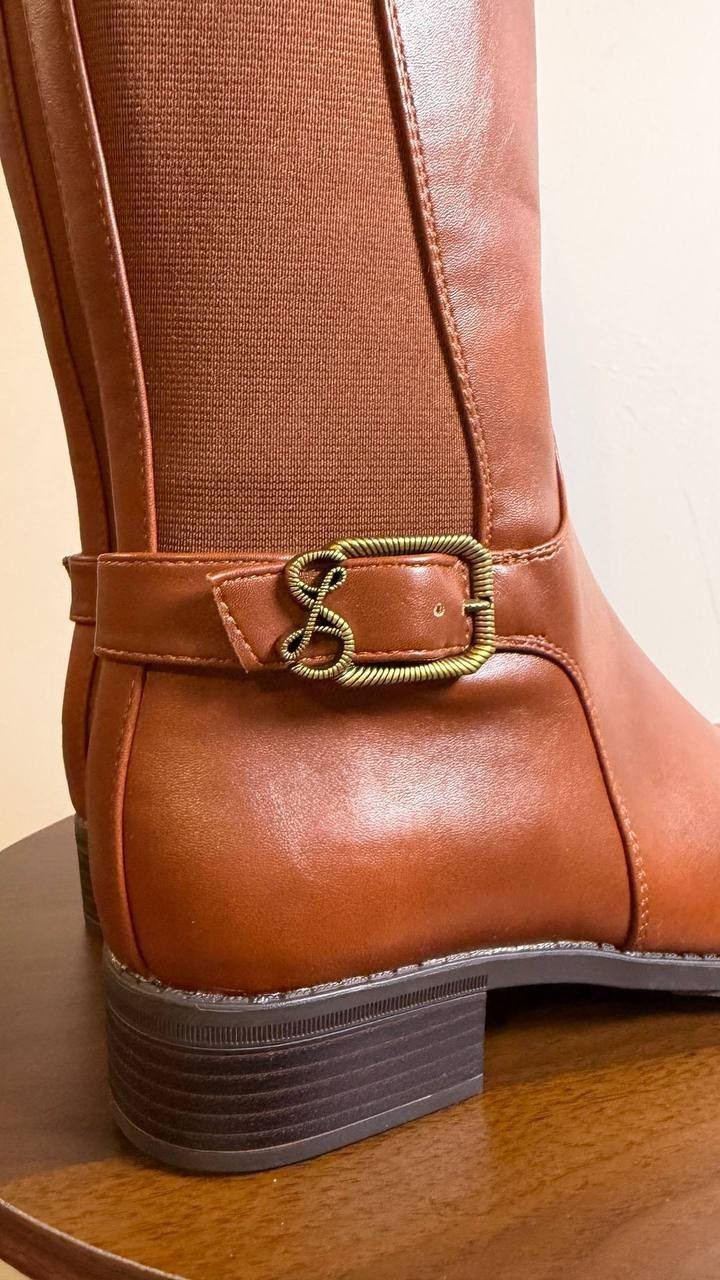 Sam & Libby Percy Boots 9 Hazelnut Man‑Made Knee‑High Riding Round Toe NIB