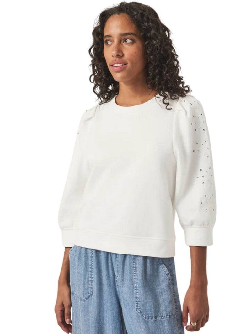 Splendid “Rory” Embroidered Sweatshirt – Size XS – Pre‑Owned – White – $138