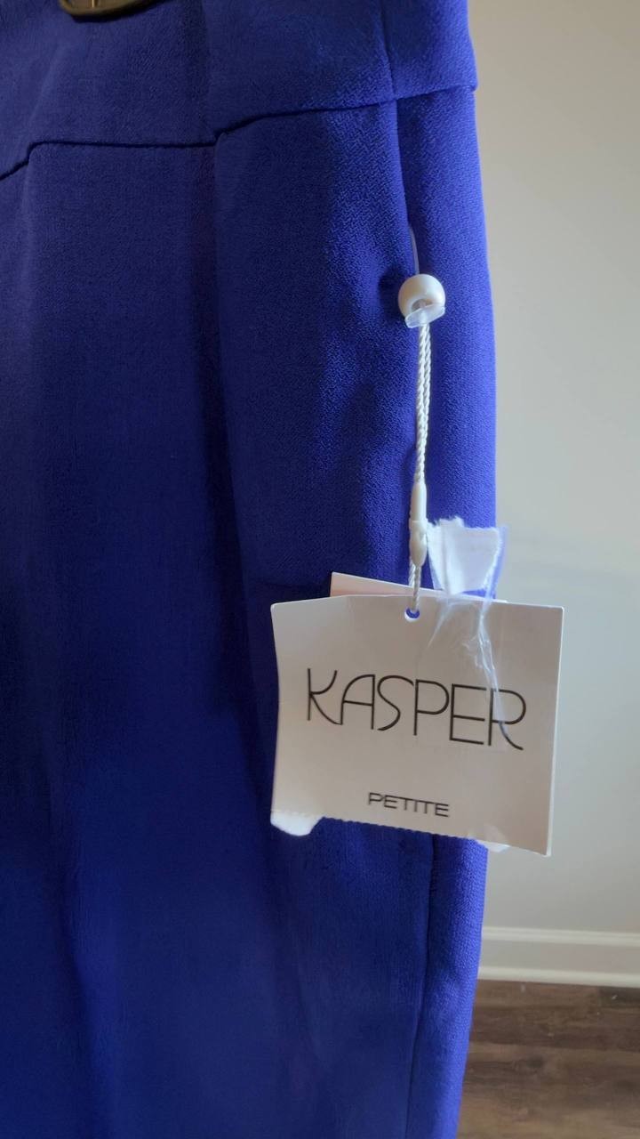 Kasper Petite Ava Straight Leg Stretch Crepe Pants Royal Signature 6P NWT $79
