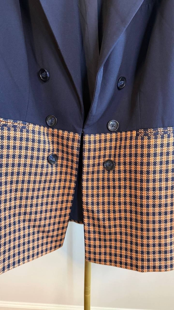 Tahari ASL Women’s Petite Houndstooth Color Block Jacket Navy 24W $159 NWOT