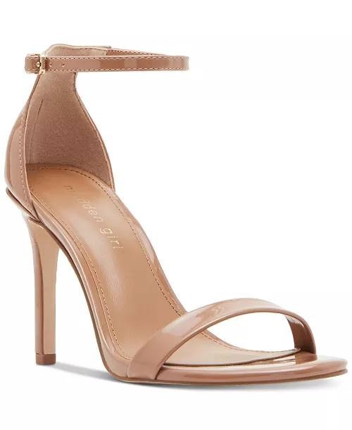 Madden  Girl  Brazen  Stiletto  Dress  Sandals  Nude  Patent  8  New  $55