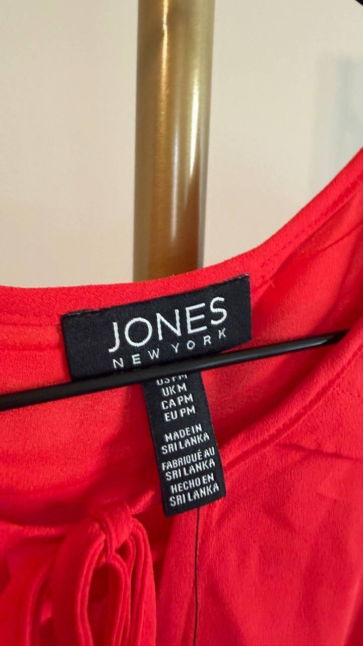 Jones New York Women’s Pleated Shoulder Flutter Sleeve Blouse Rouge PM $79.50 NW