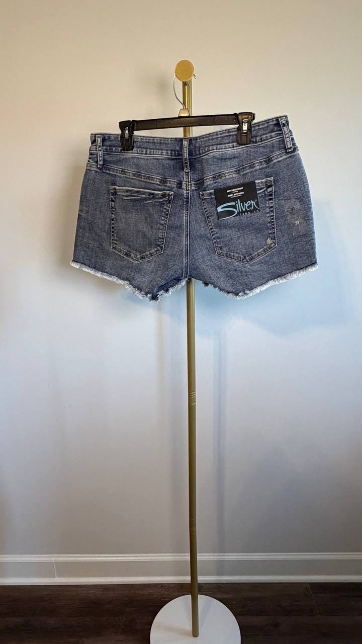Silver Jeans Boyfriend Mid‑Rise Shorts Indigo 31 NWT $48