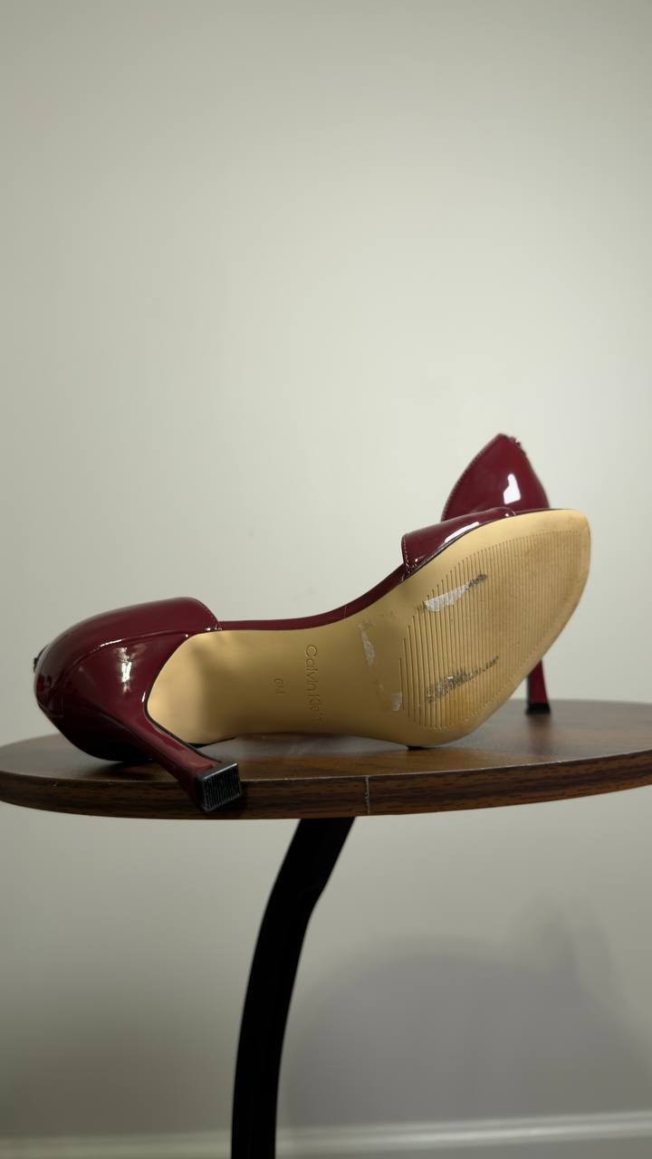 Calvin  Klein  Aileen  D’Orsay  Stiletto  Sandals  Dark  Red  6  M  Pre‑owned 