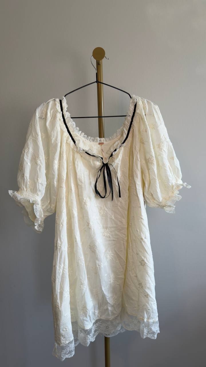 Free People Juno Embroidered Baby Doll Minidress Ivory M NWT $148