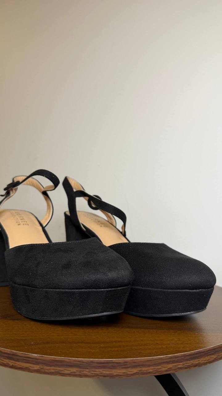 Journee Roslynn Pumps 10 Black Faux Suede Almond Toe Block Heel NIB msrp$94.99