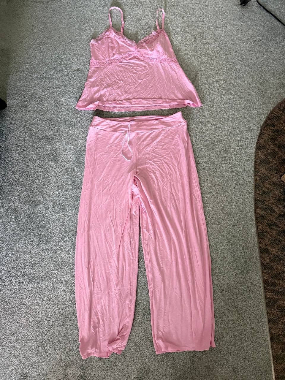 I.N.C. International Concepts Lace Trim Knit Pajama Set Pink XL for Women