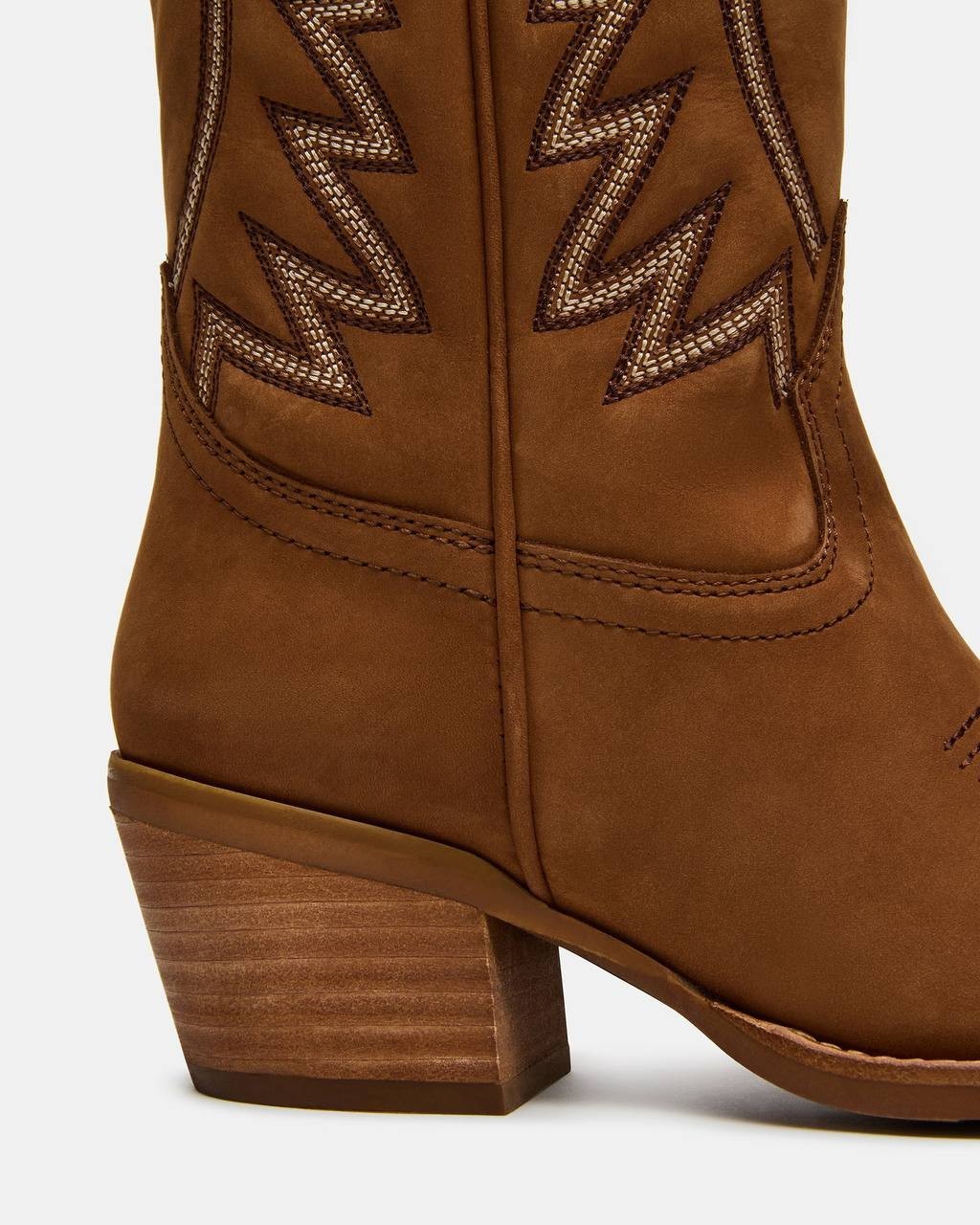 Steve  Madden  Albany  Stitch  Western  Boots  Cognac  Suede  9.5  New  $179