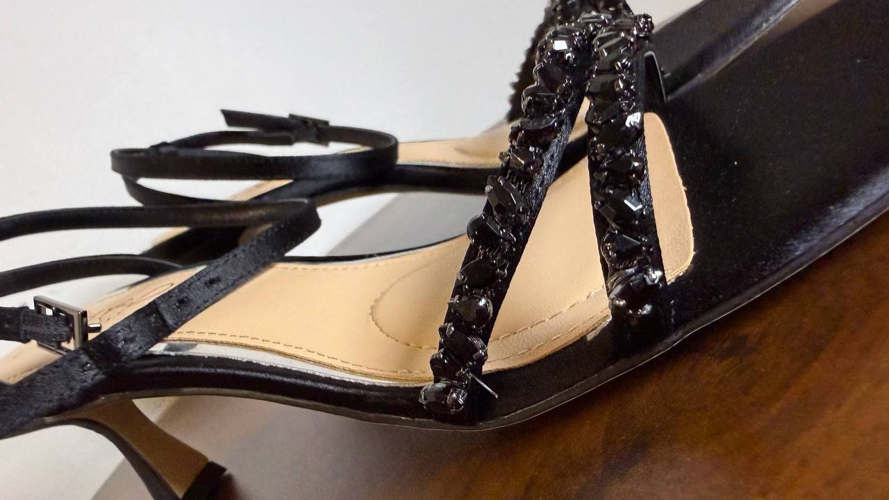 Badgley Mischka Jewel Black Man‑Made Dress Sandals 7.5M NIB MSRP $119
