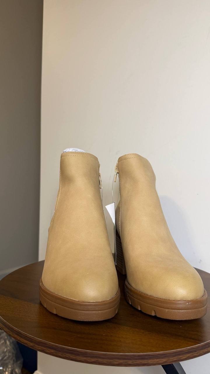 Naturalizer Madalynn Bootie 9W Sand Brown Waterproof Almond Toe Zip NIB msrp$185