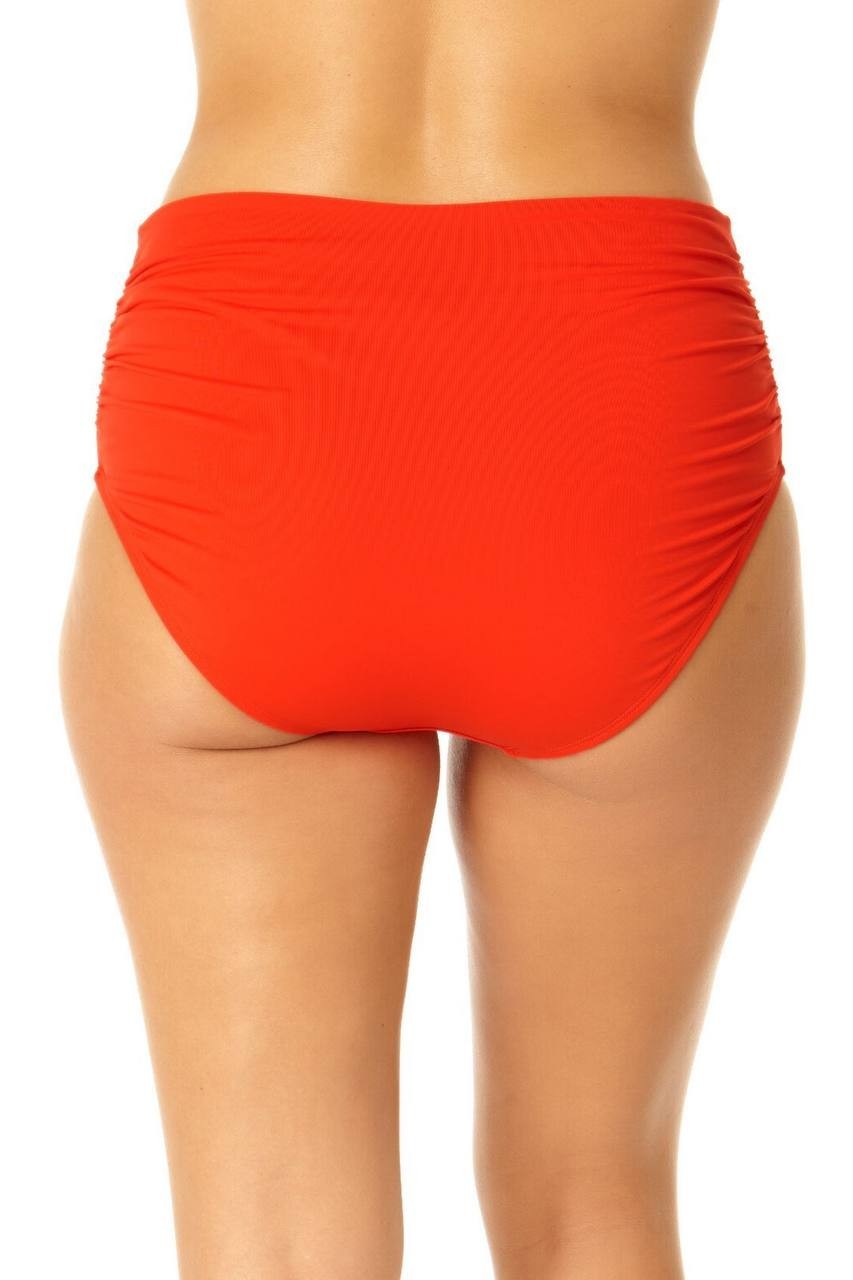 Anne Cole Convertible High Waist Shirred Swim Bottom Hot Pinkie S NWT $56