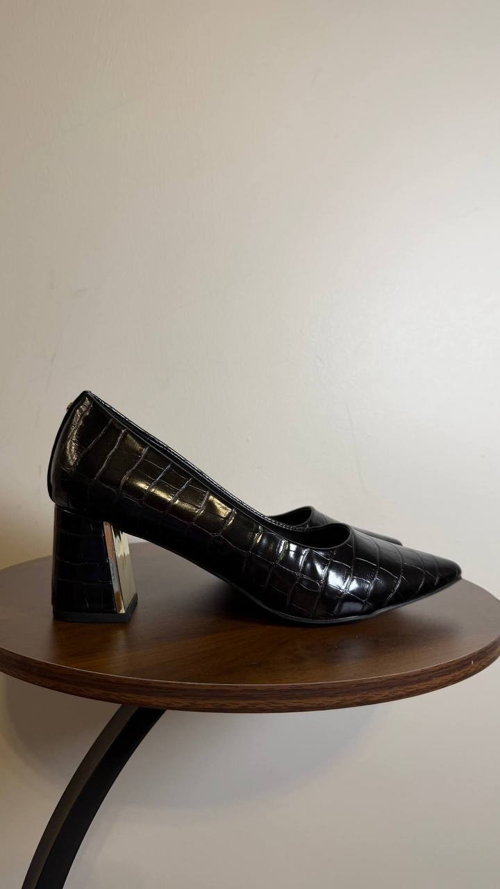 Jones New York Block Heel Pumps 7.5M Black Croco Faux Leather MSRP $69.90