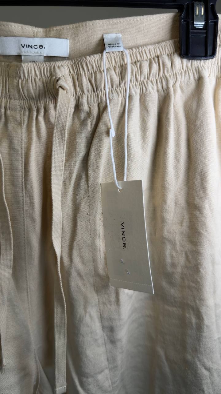 Vince Cotton Drawstring Elastic Waist Pants Tan M NWT $348