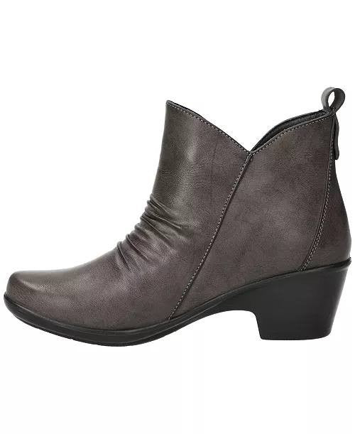 Easy Street Jeanie Boots 6W Grey Ankle Zip Pleated Comfort NIB msrp$70