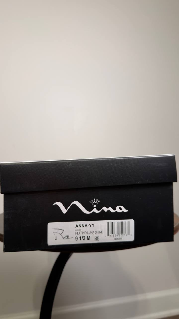 Nina  Dress  Sandals  Platino  Luna  Shine  9.5  M  New  $99
