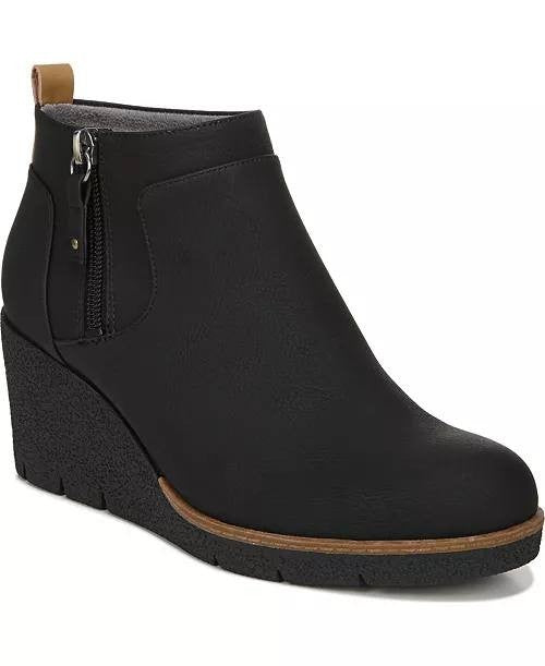 Dr. Scholl’s Black Faux Leather Wedge Booties 12M NIB MSRP $110