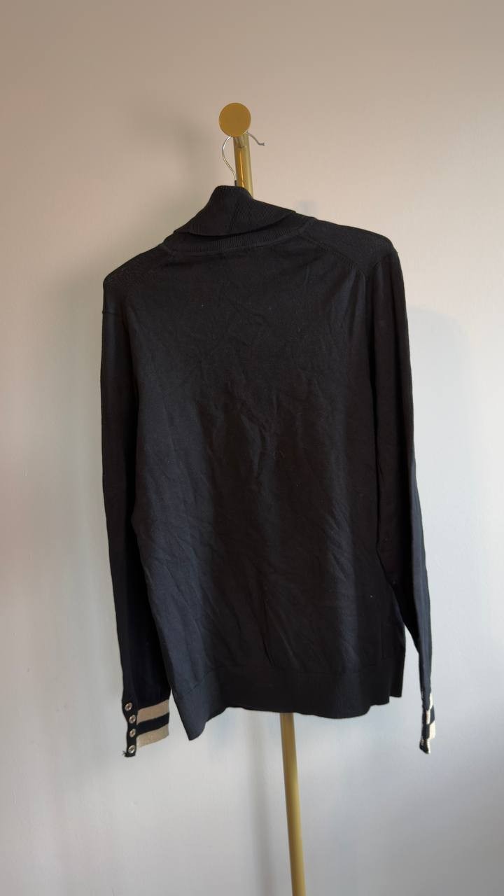 Tommy Hilfiger Cotton Snowflake Turtleneck Sweater L Black NWOT $79.50