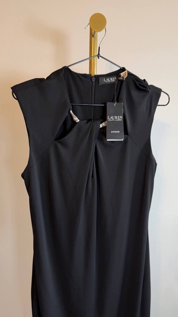 Lauren Ralph Lauren Cutout Jersey Cocktail Dress Black 8 NWT $195
