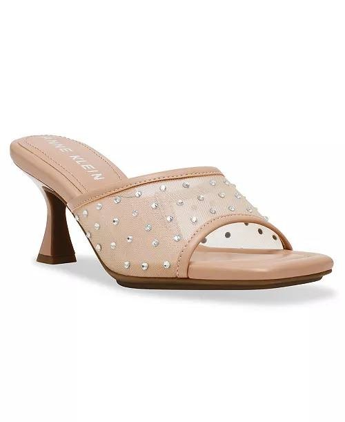 Anne Klein Mule Dress Sandals Blush Crystal 9.5 M New $89.00