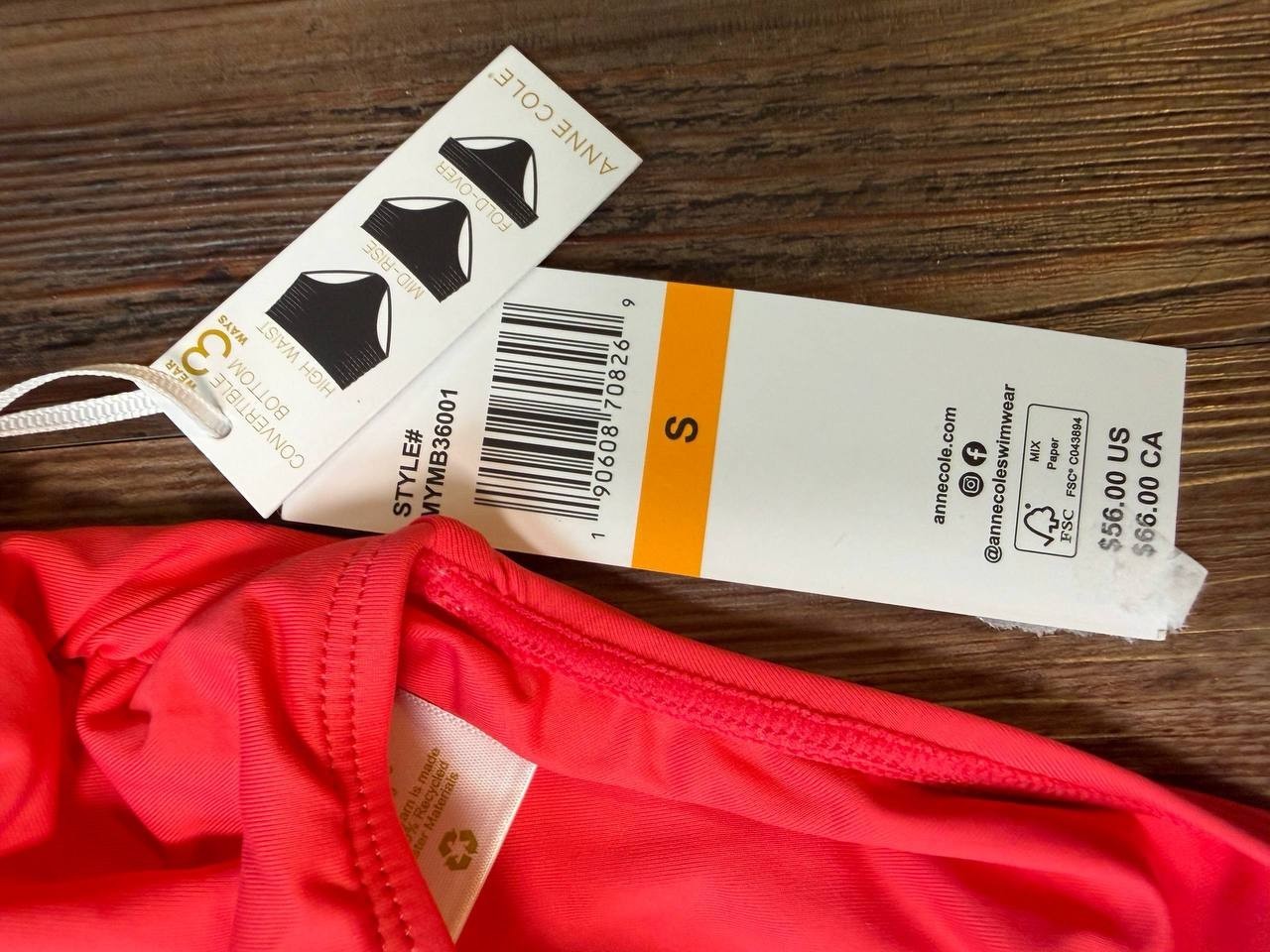Anne Cole Convertible High Waist Shirred Swim Bottom Hot Pinkie S NWT $56