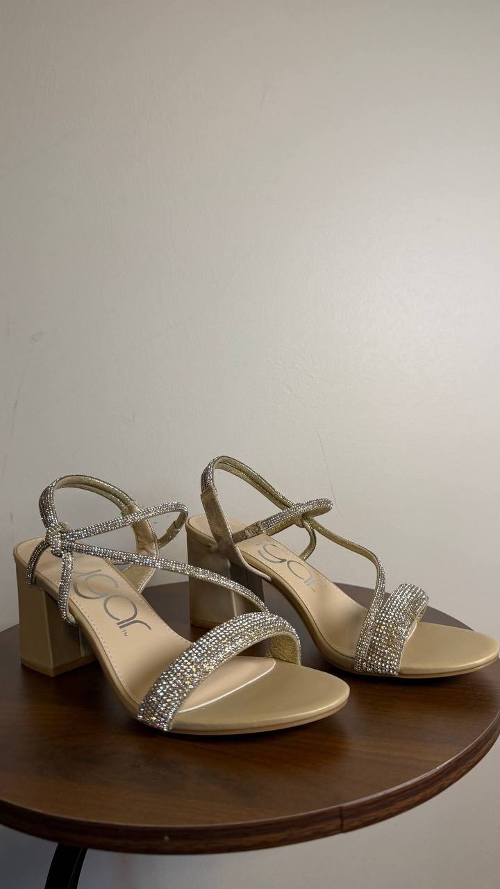 Sugar Neeve Dress Sandals 7.5M Champagne Satin Block Heel NIB msrp$59.99