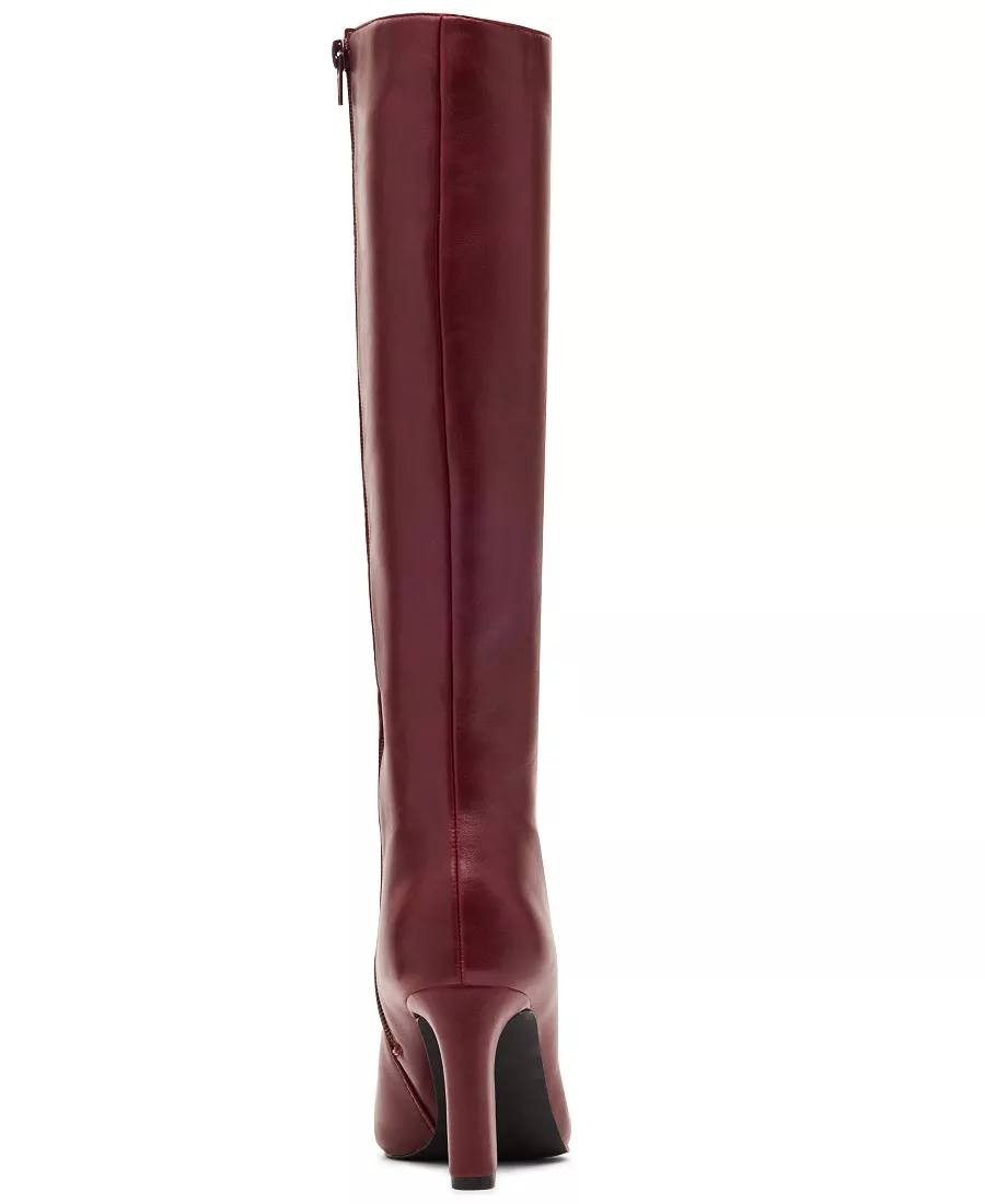 Madden Girl Voyage Boots 6 Bordeaux PU Knee‑High Square Toe Dress NIB msrp$99
