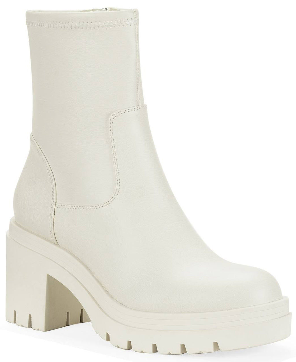 Wild Pair Verona Block Heel Booties Creme 7.5M Man‑Made $80 NWB