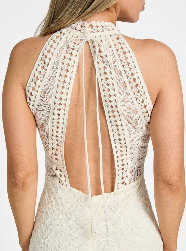 Guess White Liza Lace Maxi Dress Cream White Mult Size M NWT $178