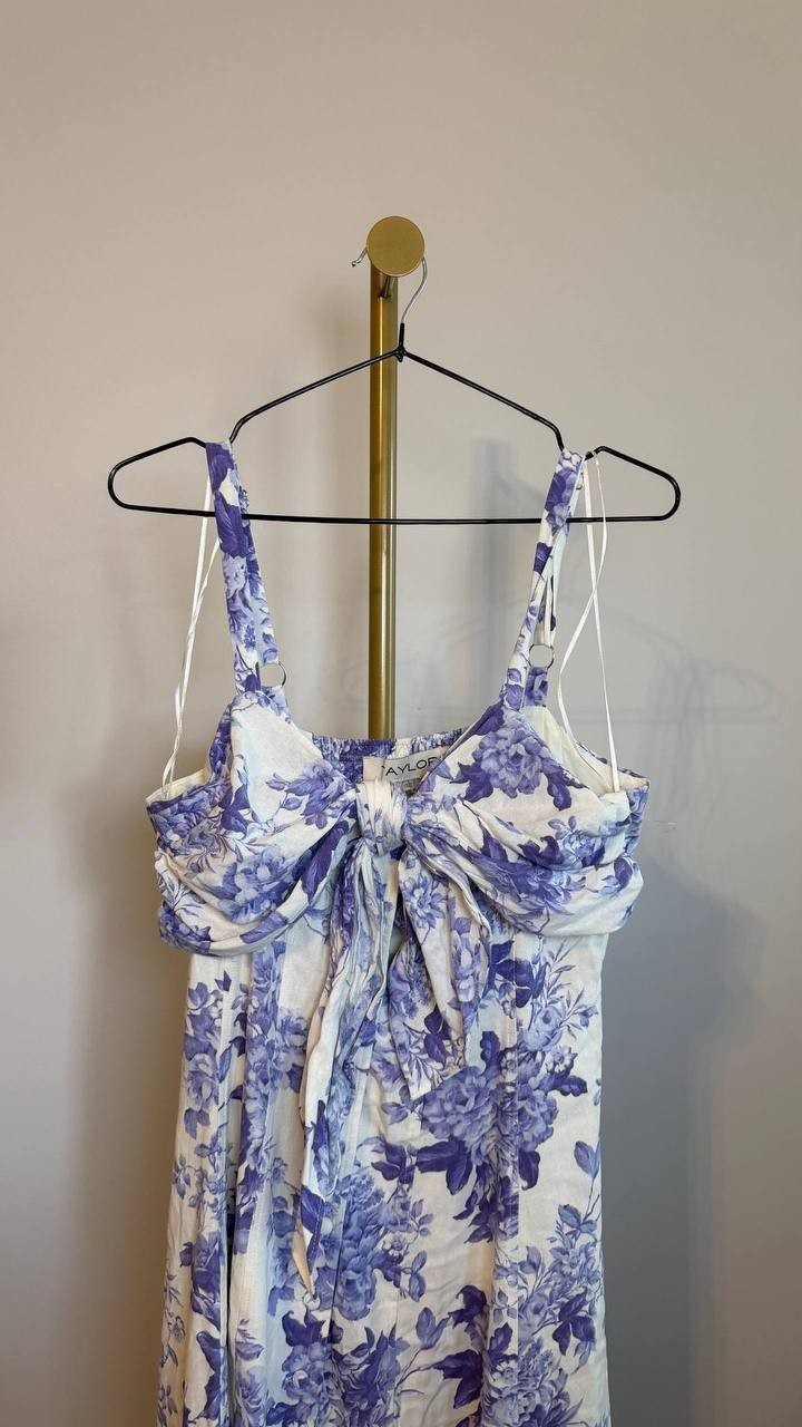 Taylor Women’s Floral Print Tie Bodice Flare Dress Size10NWOT two buttons missed