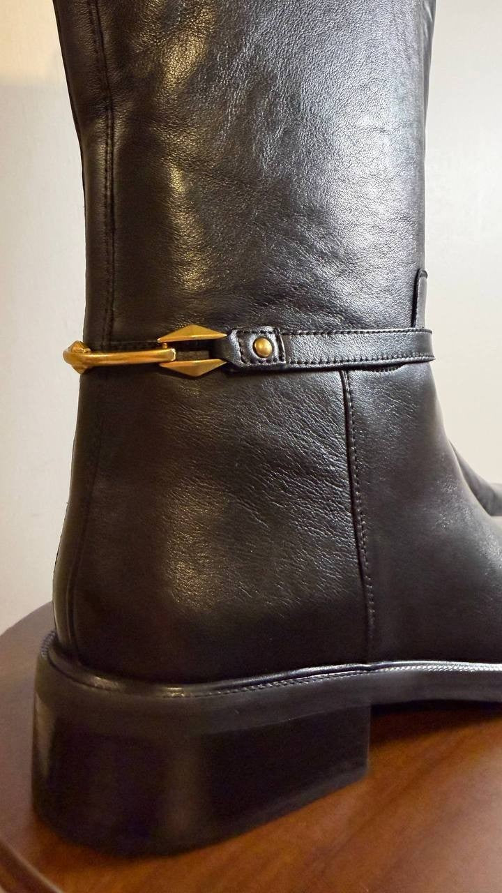 Vince Camuto Adria Boots 9M Black Leather Knee‑High Riding NIB msrp$259