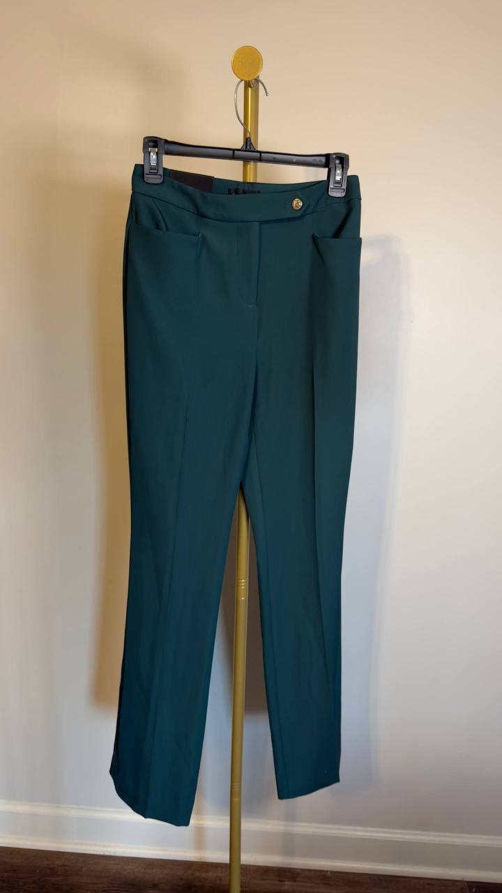 Donna Karan NY Straight‑Leg Pants Dark Green 0 NWT $109