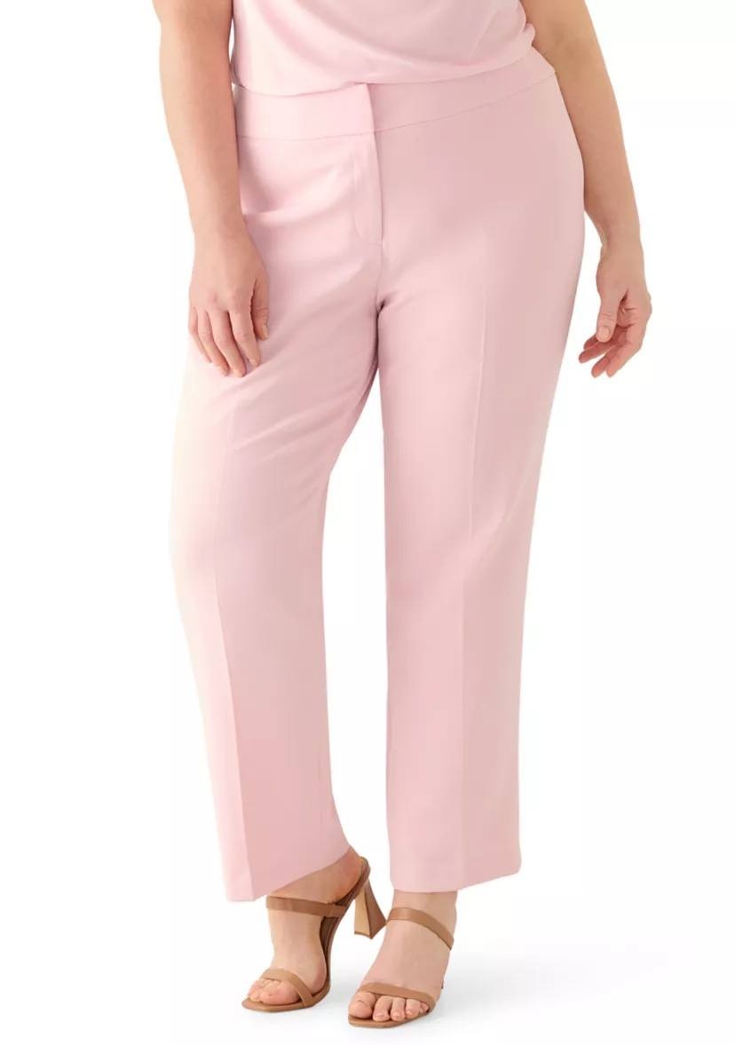 Kasper Plus Size Straight-Leg Pants Tutu Pink Size 18W MSRP $89