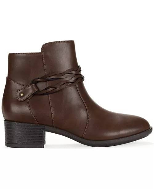 Style & Co Rubyyy Almond Toe Belt Booties Dark Roast 10M Man‑Made $79.90 NWB